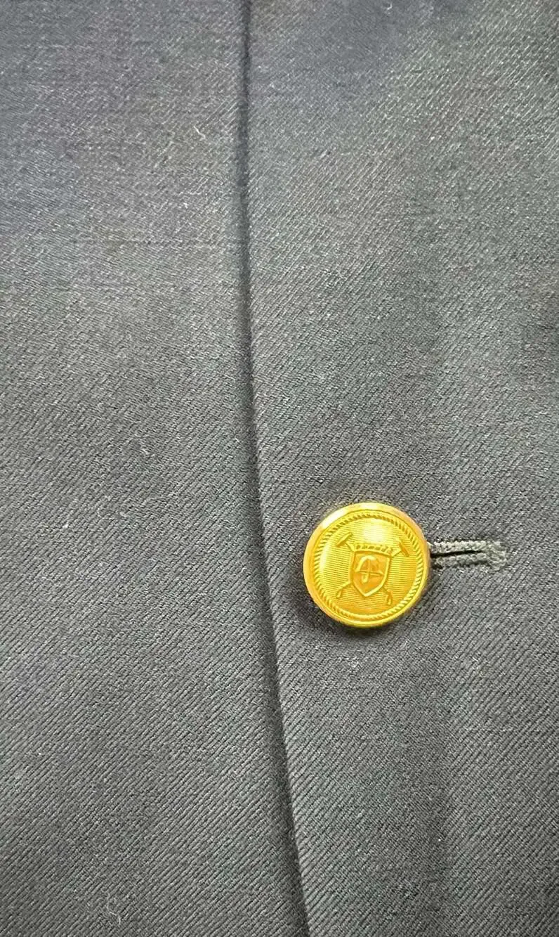 Lauren Ralph Lauren Men's Navy Blue Two-Button Wool Blazer Sport Coat with Gold